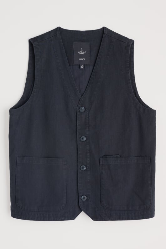 les hommes de la barrière de péage de lin mélange de coton gilet