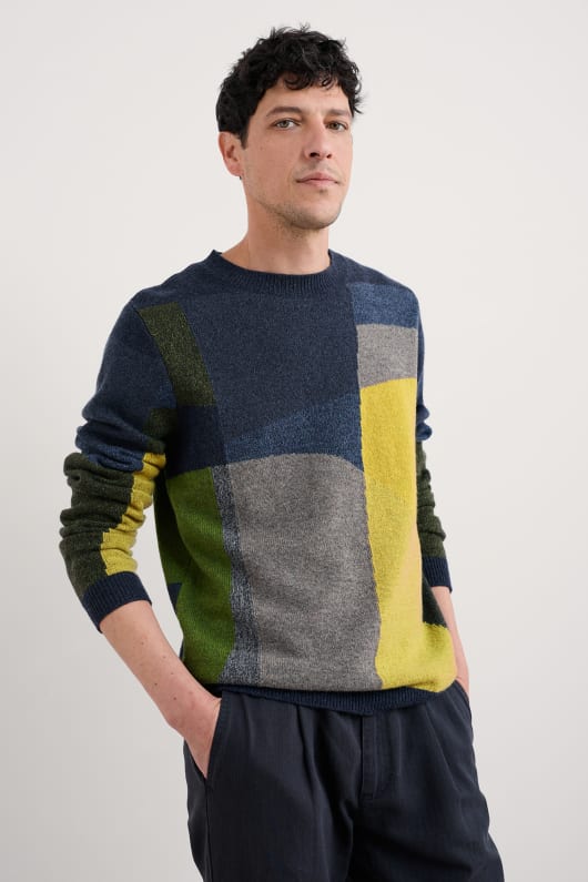 les hommes du bcei gloose crew neck jumper