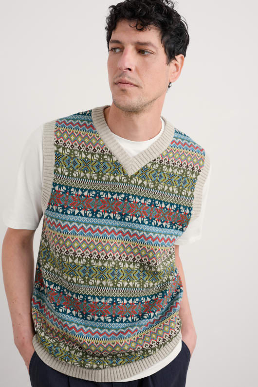 des hommes kitto fair isle gilet