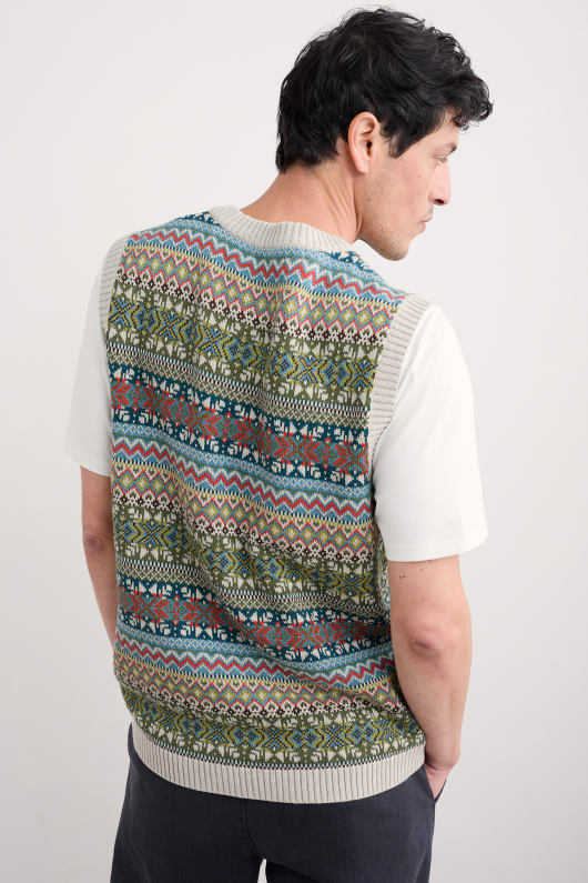 des hommes kitto fair isle gilet