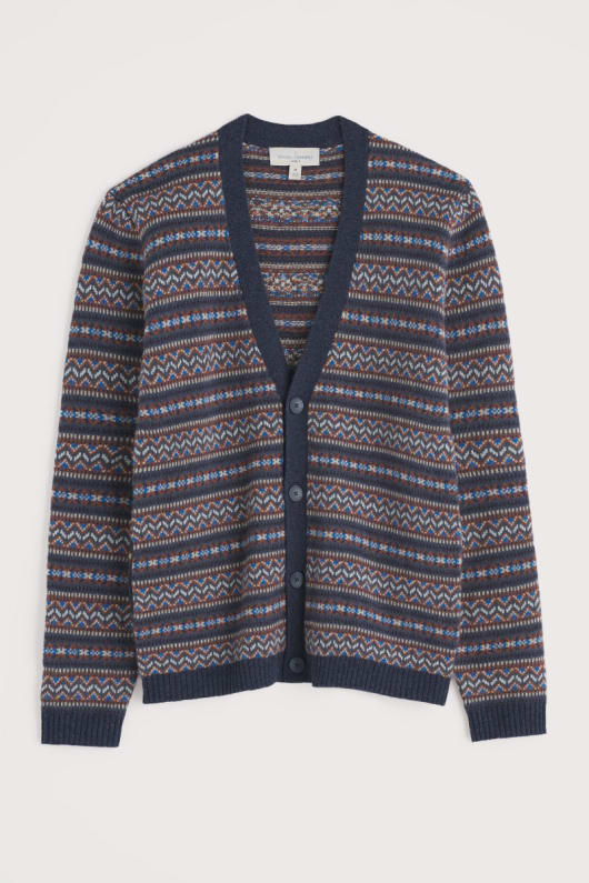 des hommes petherwin fair isle cardigan avec laine dagneau