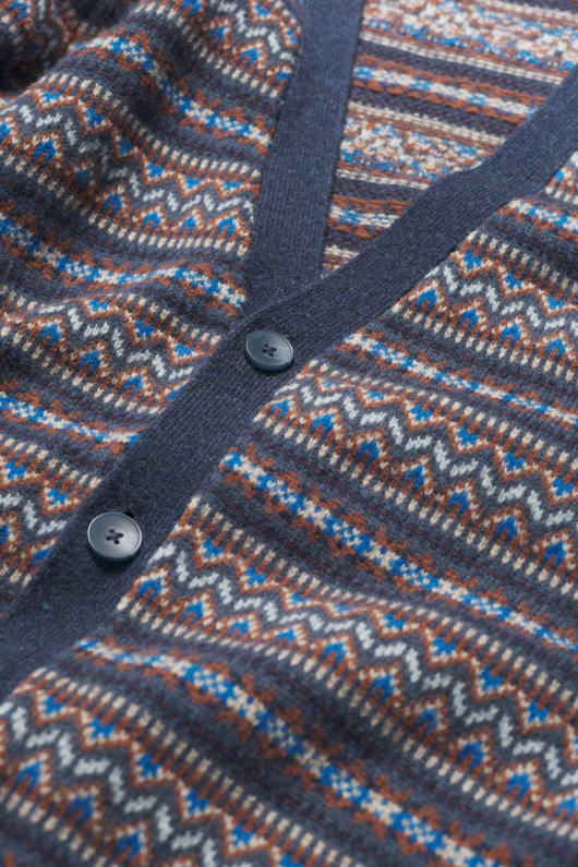 des hommes petherwin fair isle cardigan avec laine dagneau