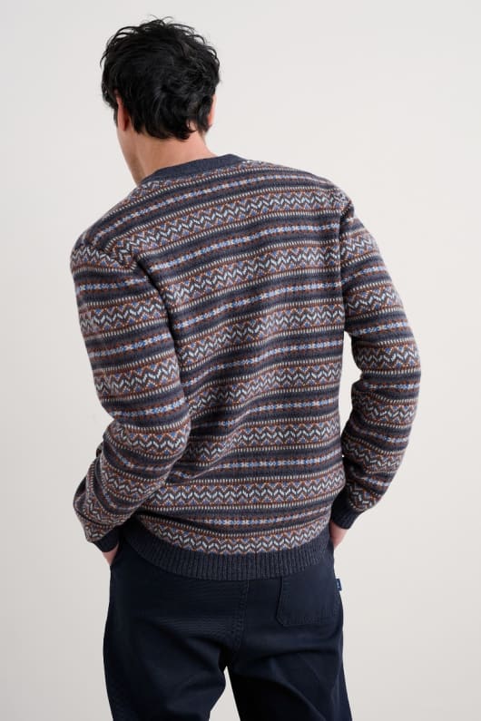 des hommes petherwin fair isle cardigan avec laine dagneau