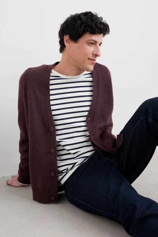 des hommes cleer mélange de laine dagneau cardigan