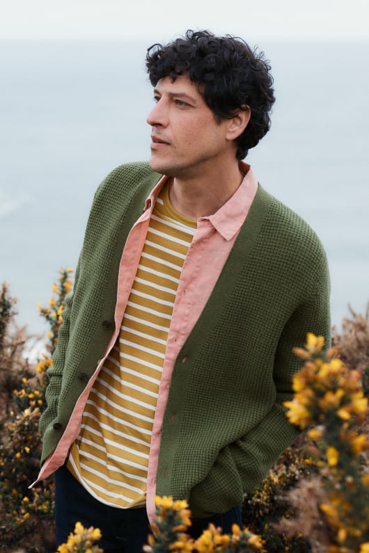 les hommes de scott quai waffle knit cardigan