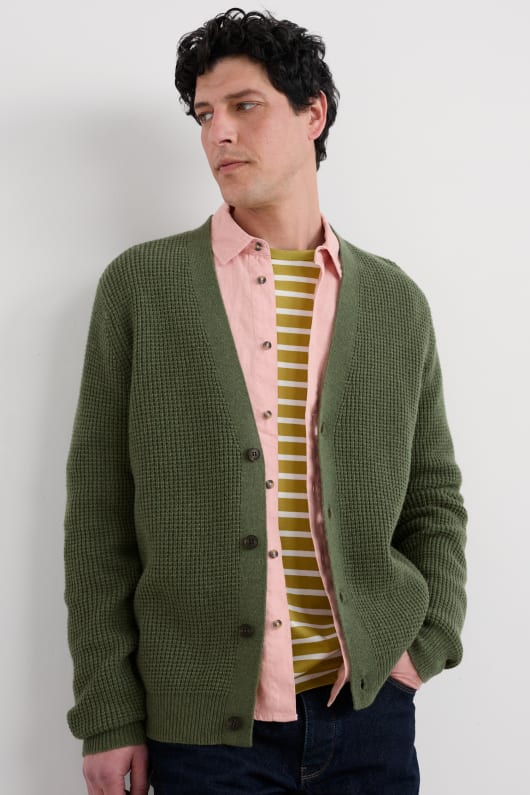 les hommes de scott quai waffle knit cardigan