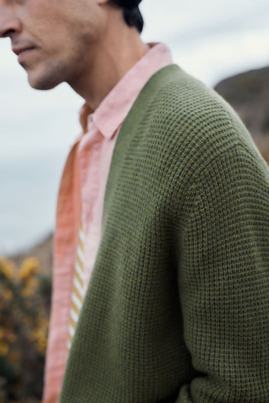 les hommes de scott quai waffle knit cardigan