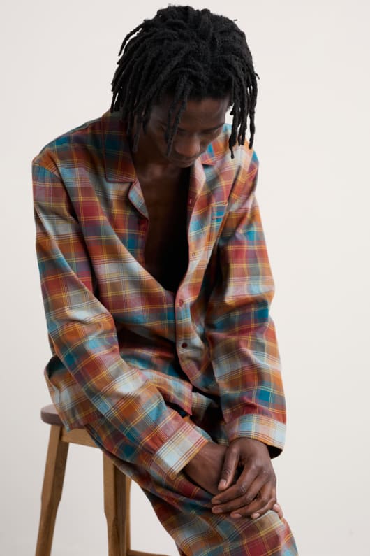 des hommes netter vérifié ensemble de pyjama en flanelle