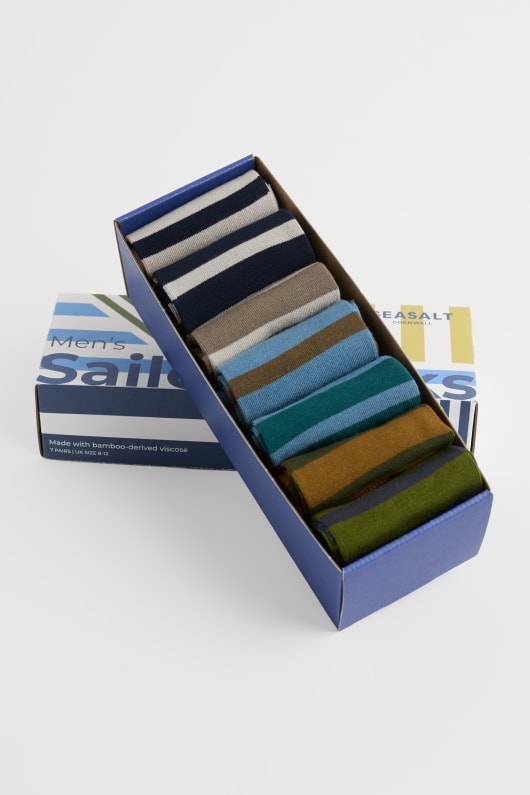 boîte-cadeau de 7 hommes rayé marin chaussettes