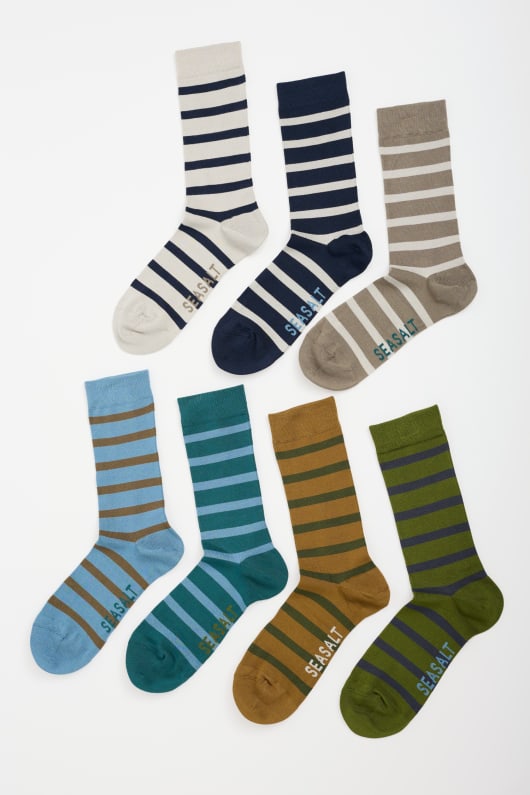 boîte-cadeau de 7 hommes rayé marin chaussettes