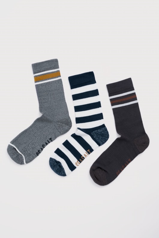 boîte-cadeau de 3 pour hommes semelle crew chaussettes en coton organique