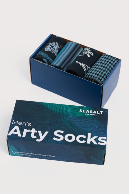 boîte-cadeau de 4 hommes bleu arty chaussettes