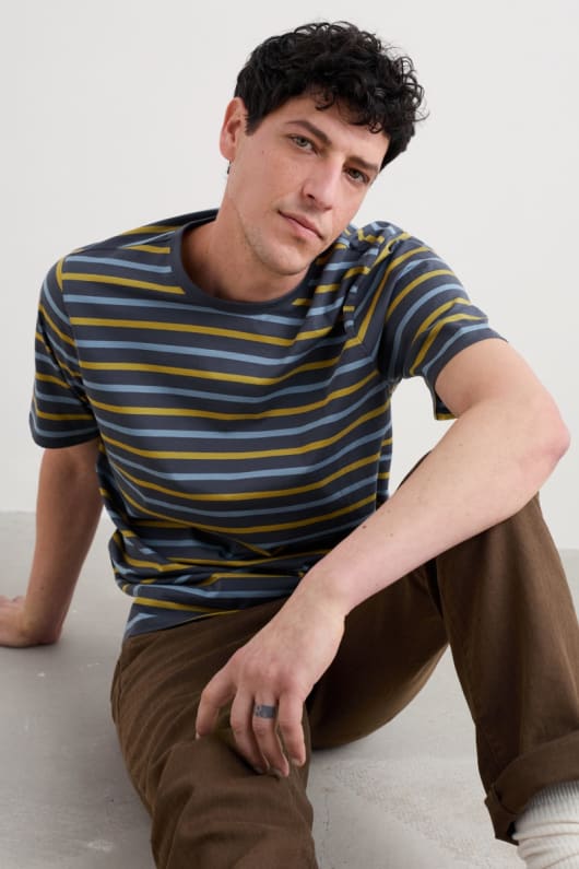 hommes sept mers marin tee gots-coton biologique certifié