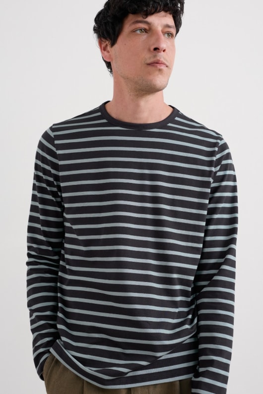 les hommes du cou de lÉquipage marin shirt en gots-coton biologique certifié