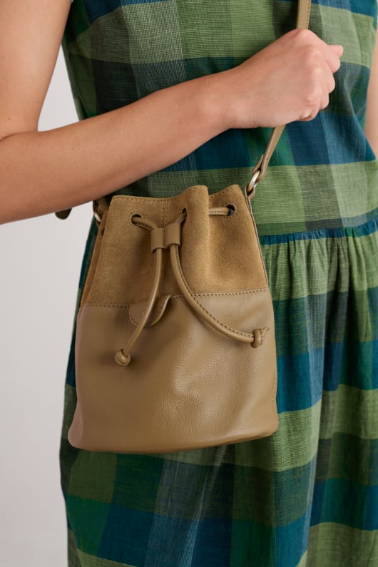 mor marée en daim et cuir sac seau