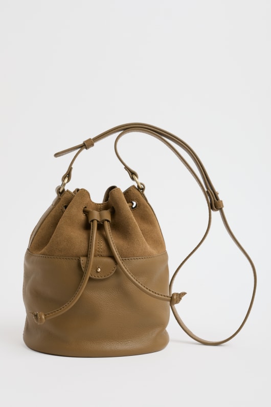 mor marée en daim et cuir sac seau