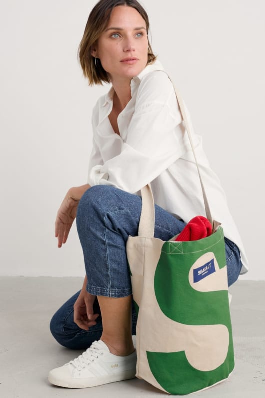 toile verte seasalt logo sac fourre-tout