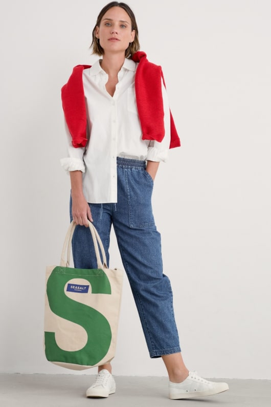 toile verte seasalt logo sac fourre-tout