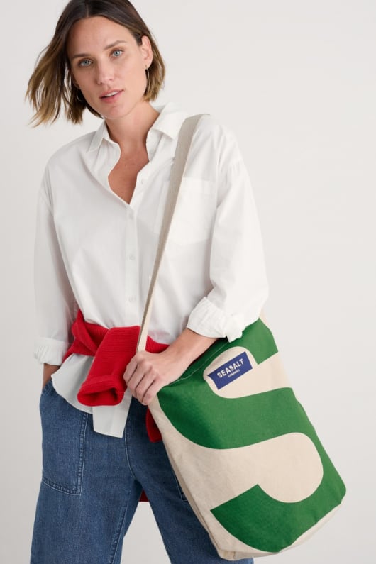 toile verte seasalt logo sac fourre-tout