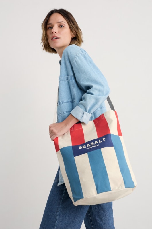 toile split stripe sac fourre-tout