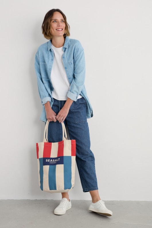 toile split stripe sac fourre-tout
