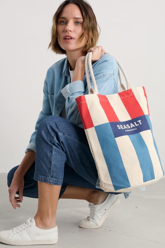 toile split stripe sac fourre-tout