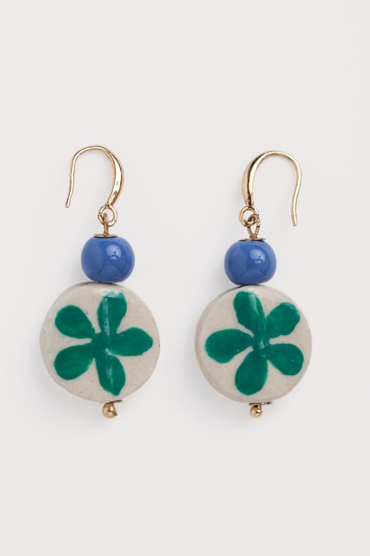budburst fleur en céramique perle boucles doreilles