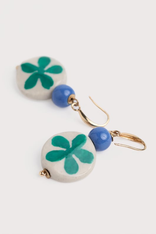 budburst fleur en céramique perle boucles doreilles