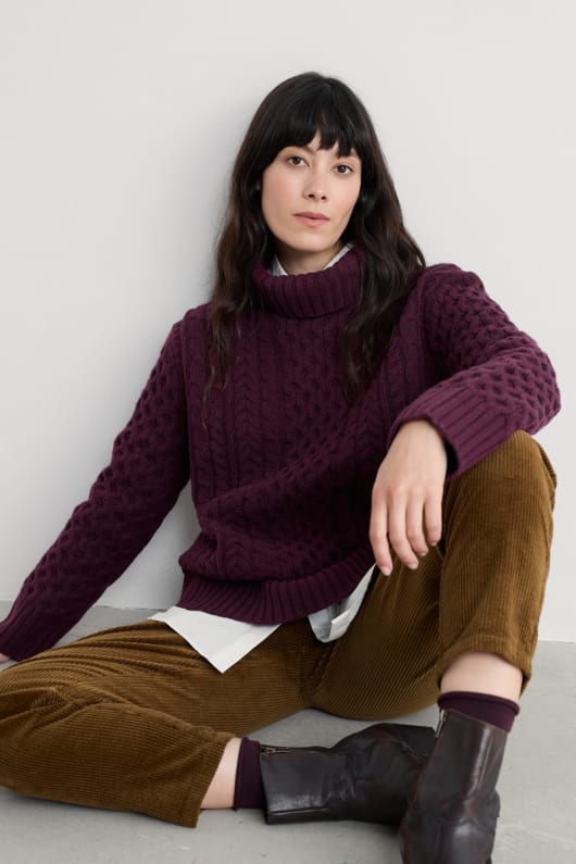 forêt de pins cable knit pull mérinos