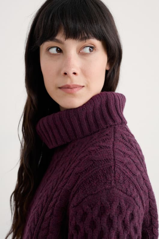forêt de pins cable knit pull mérinos