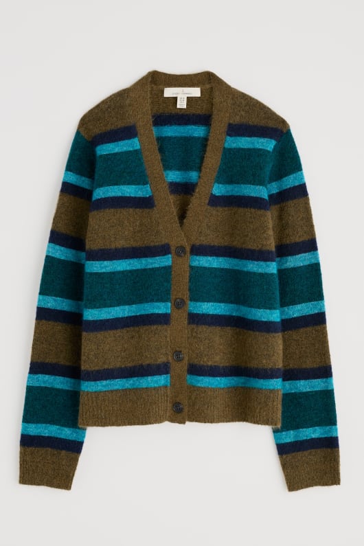 gravure de v-cou cardigan contient du mohair