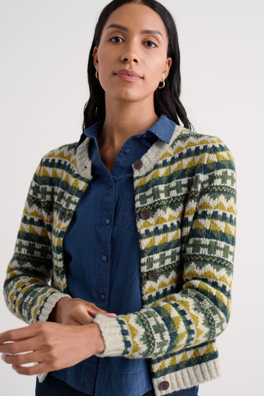 dawson choisir de la laine mérinos mélange de fair isle cardigan