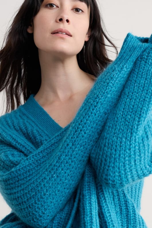 touche v-cou cardigan en mohair