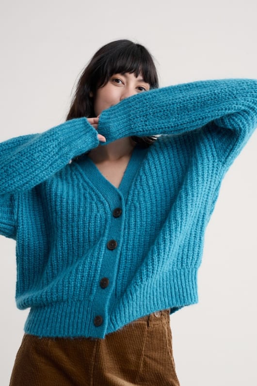 touche v-cou cardigan en mohair