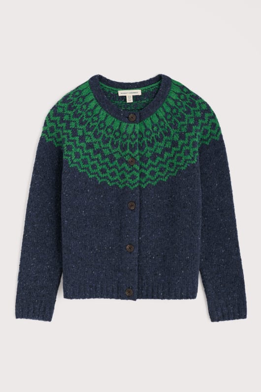 port kinnis fair isle cardigan avec laine mérinos