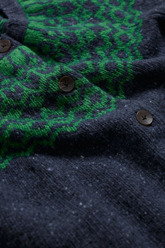 port kinnis fair isle cardigan avec laine mérinos