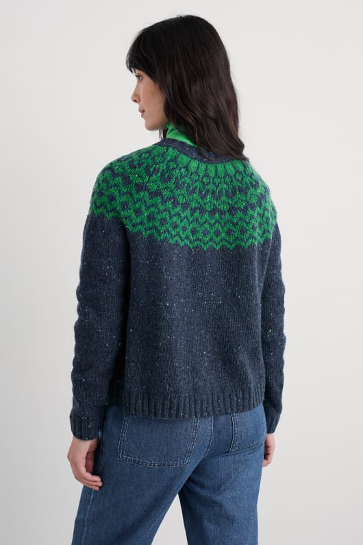port kinnis fair isle cardigan avec laine mérinos