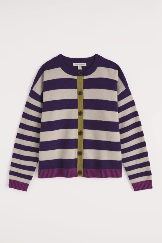 pinwell rayé cardigan faite avec de la laine dagneau