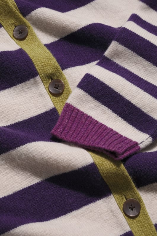 pinwell rayé cardigan faite avec de la laine dagneau