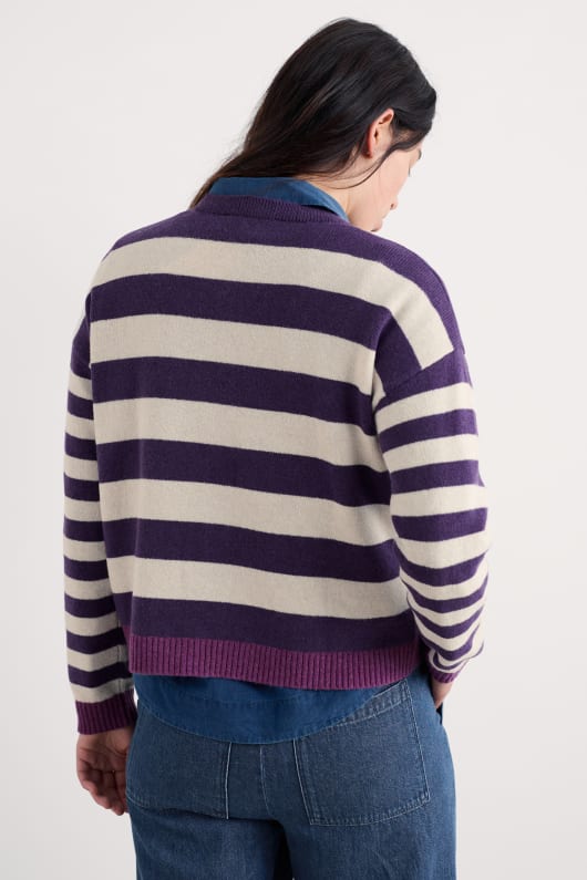 pinwell rayé cardigan faite avec de la laine dagneau