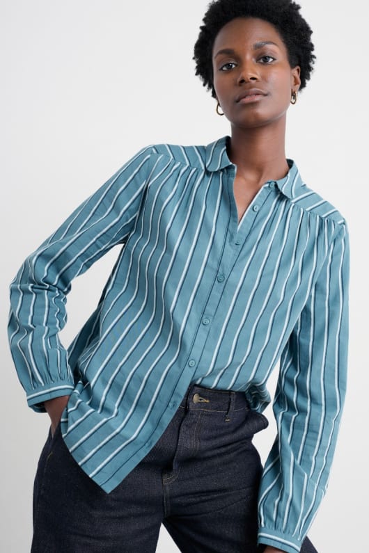 spirale de vol chemise rayée en gots-coton biologique certifié