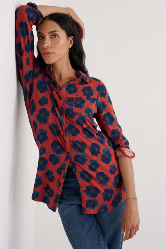 colombe plante jersey bouton-par le biais de la tunique