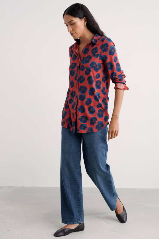 colombe plante jersey bouton-par le biais de la tunique
