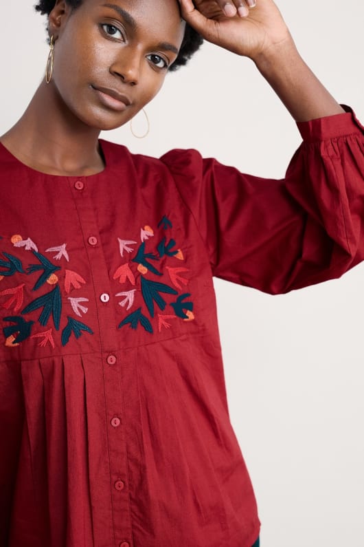 thornapple chemise brodée en gots-coton biologique certifié