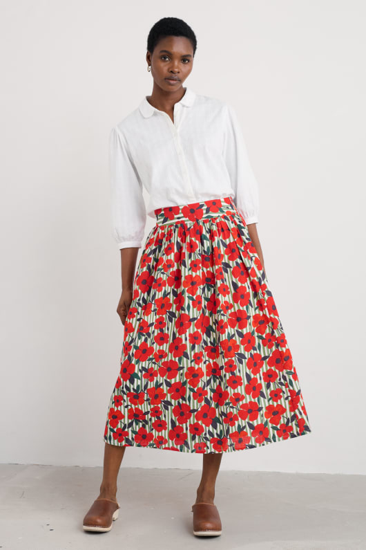 mevagissey midi jupe en coton bio