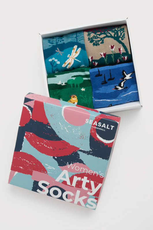 boîte-cadeau de 4 femmes pittoresque arty chaussettes