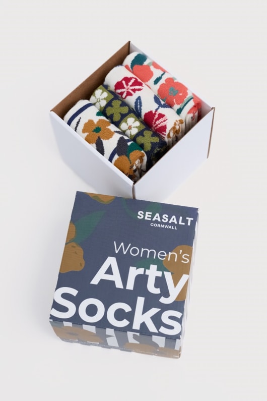 boîte-cadeau de 4 femmes floral arty chaussettes