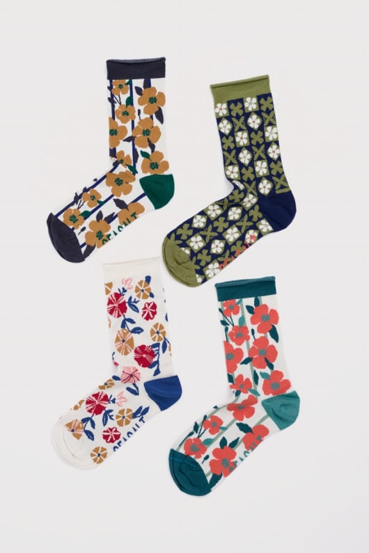 boîte-cadeau de 4 femmes floral arty chaussettes