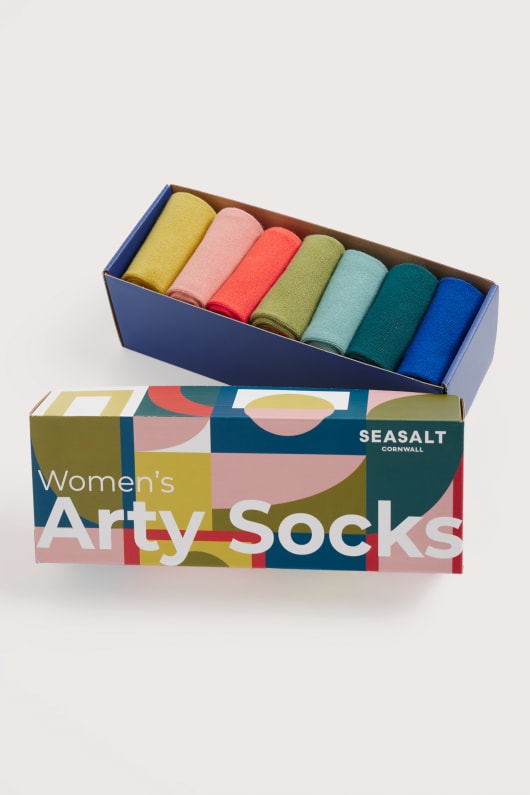 boîte-cadeau de 7 femmes arty chaussettes plaine