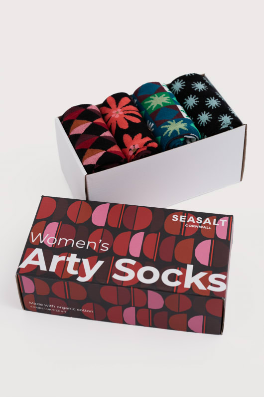 boîte-cadeau de 4 femmes arty géométrique chaussettes